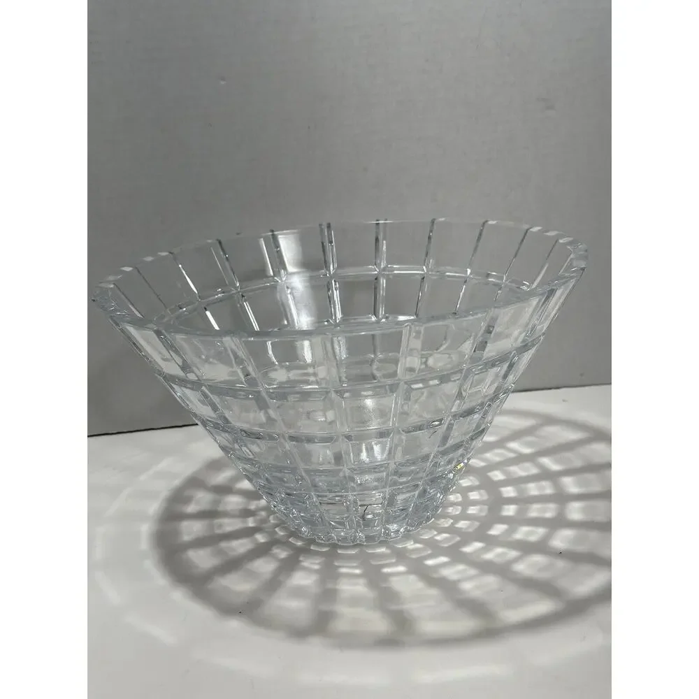 RARE Mikasa ATRIUM 11 inch Faceted Cubist Style Crystal Centerpiece Bowl W Label